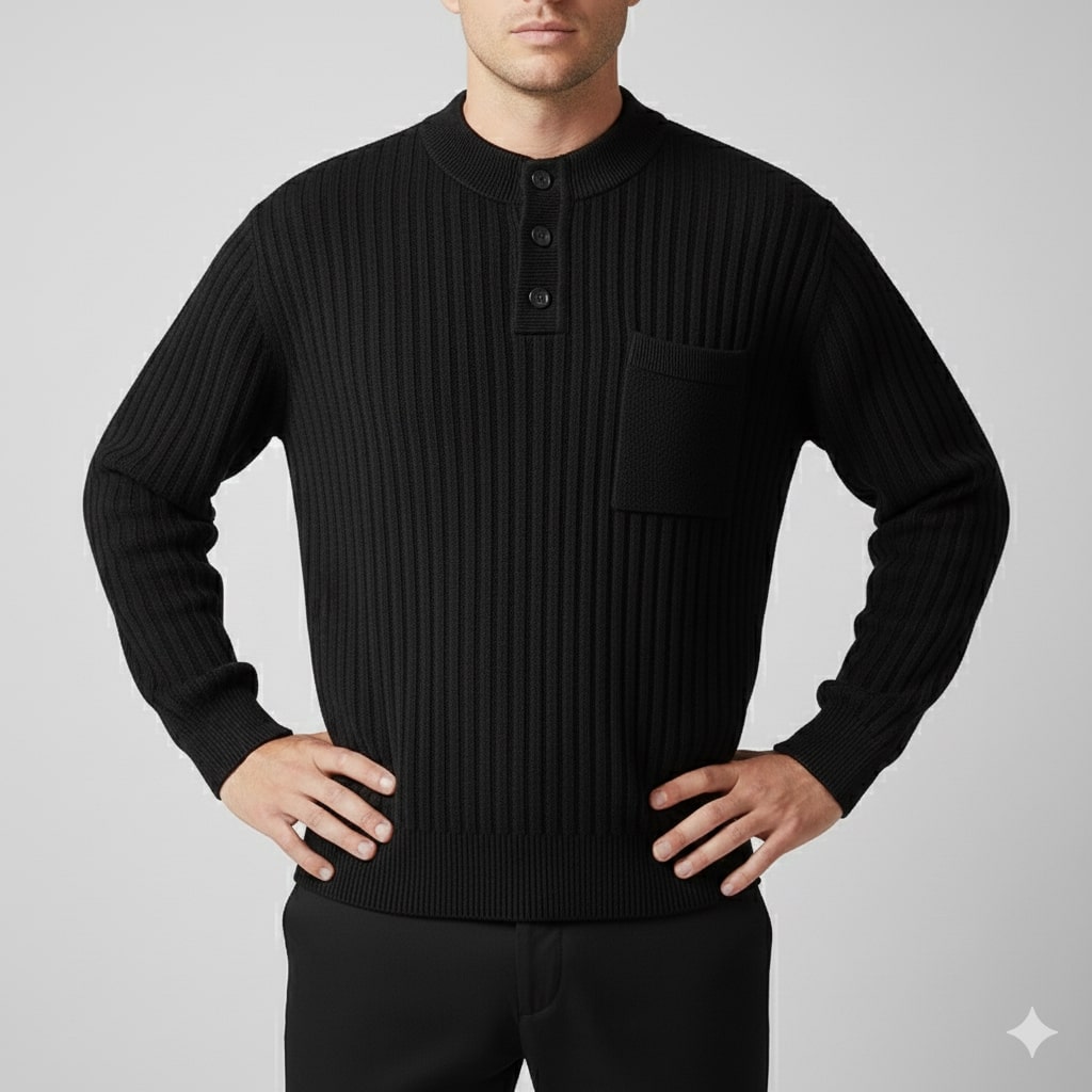 Darian Men's Winter Pullover Sweater – Cozy Thick Ribbed Knit Design