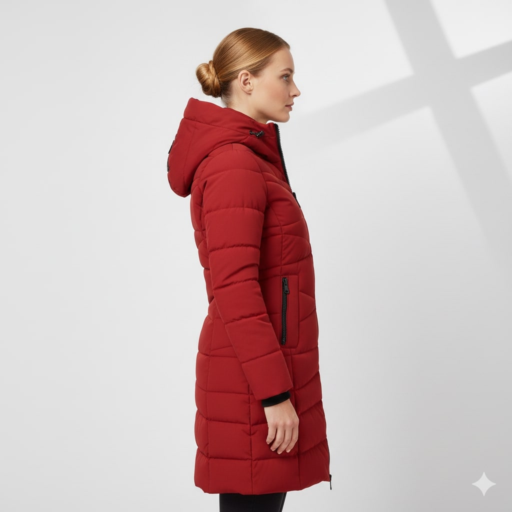 Elana Women's Full-Length Quilted Winter Coat with Hood & Plush Lining