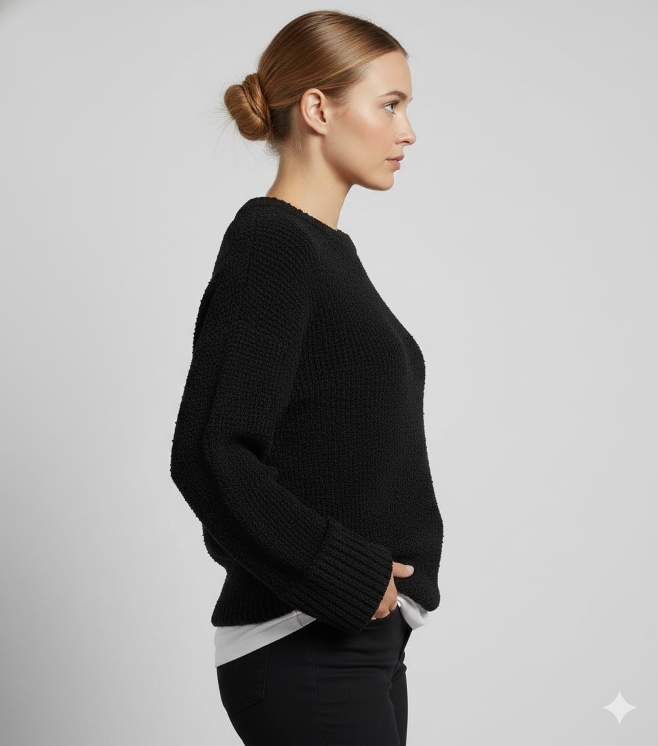 Edna Women's Relaxed-Fit Knit Pullover Sweater with Wide Ribbed Cuffs