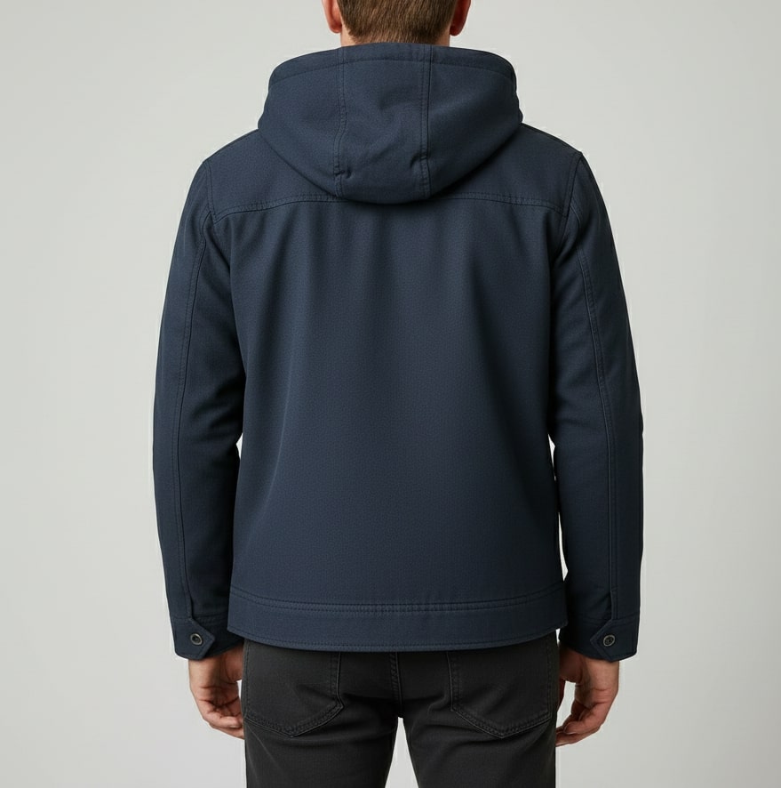 Beckham Men's Lightweight Windbreaker with Fleece-Lined Hood