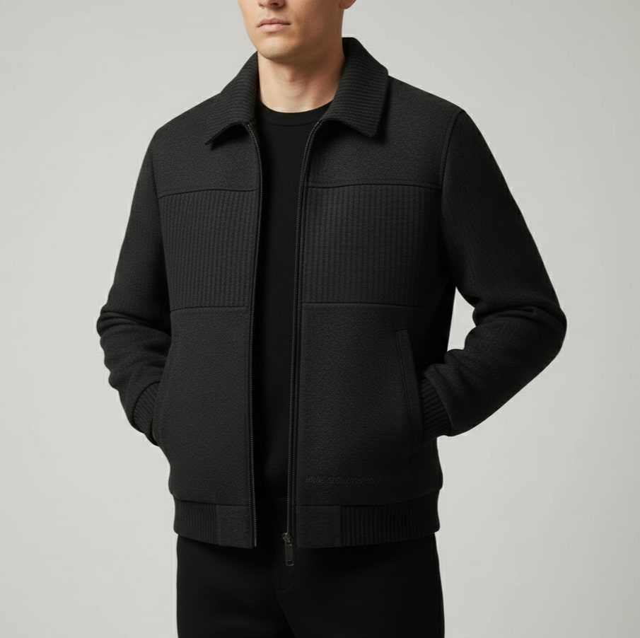 Domenico Men's Textured Weatherproof Fleece Jacket