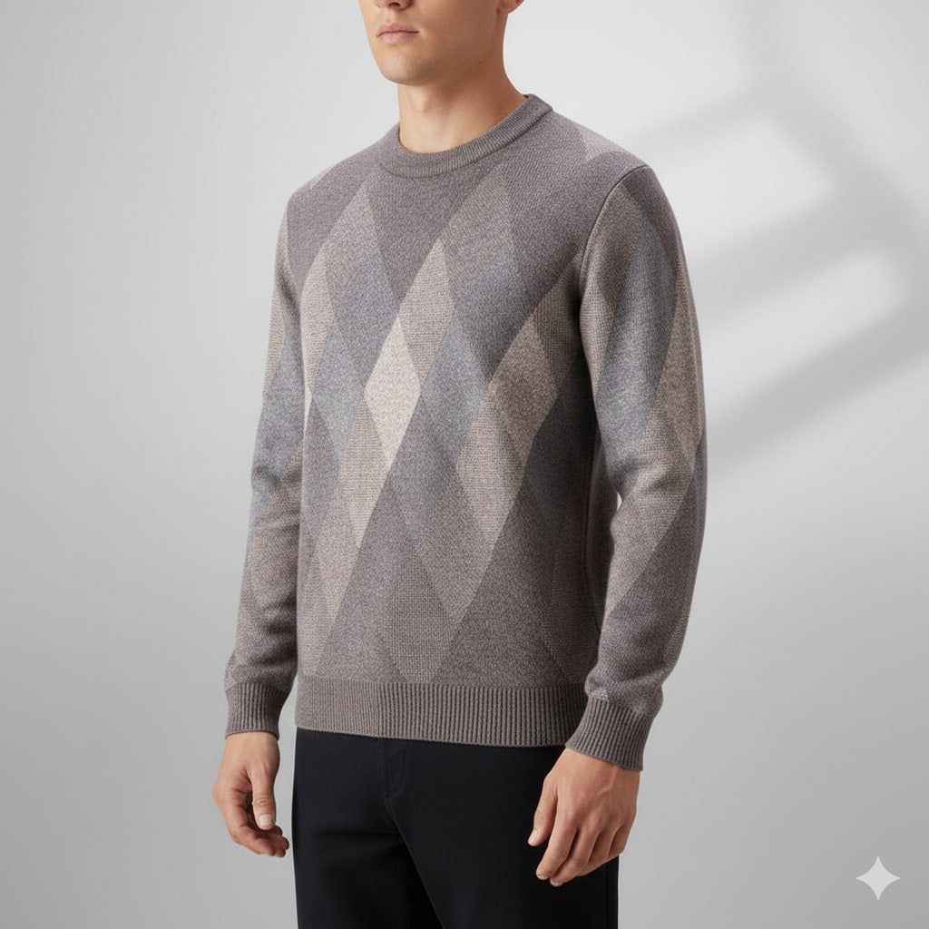 Esteban Men's Argyle Crewneck Pullover – Premium Wool-Blend Knit Sweater