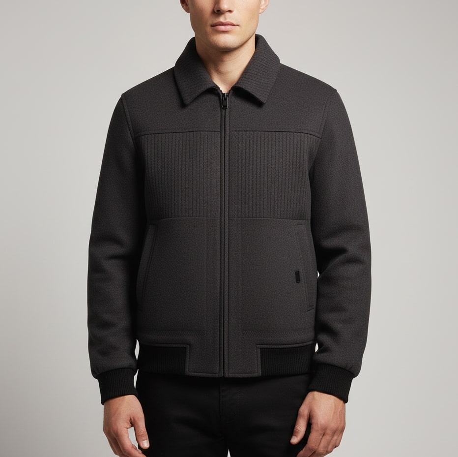 Domenico Men's Textured Weatherproof Fleece Jacket