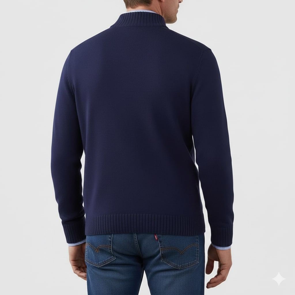 Callum Men's Soft Knit Half-Zip Pullover Sweater with Ribbed Accents & Tailored Fit