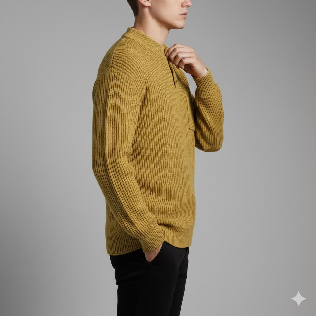 Darian Men's Winter Pullover Sweater – Cozy Thick Ribbed Knit Design