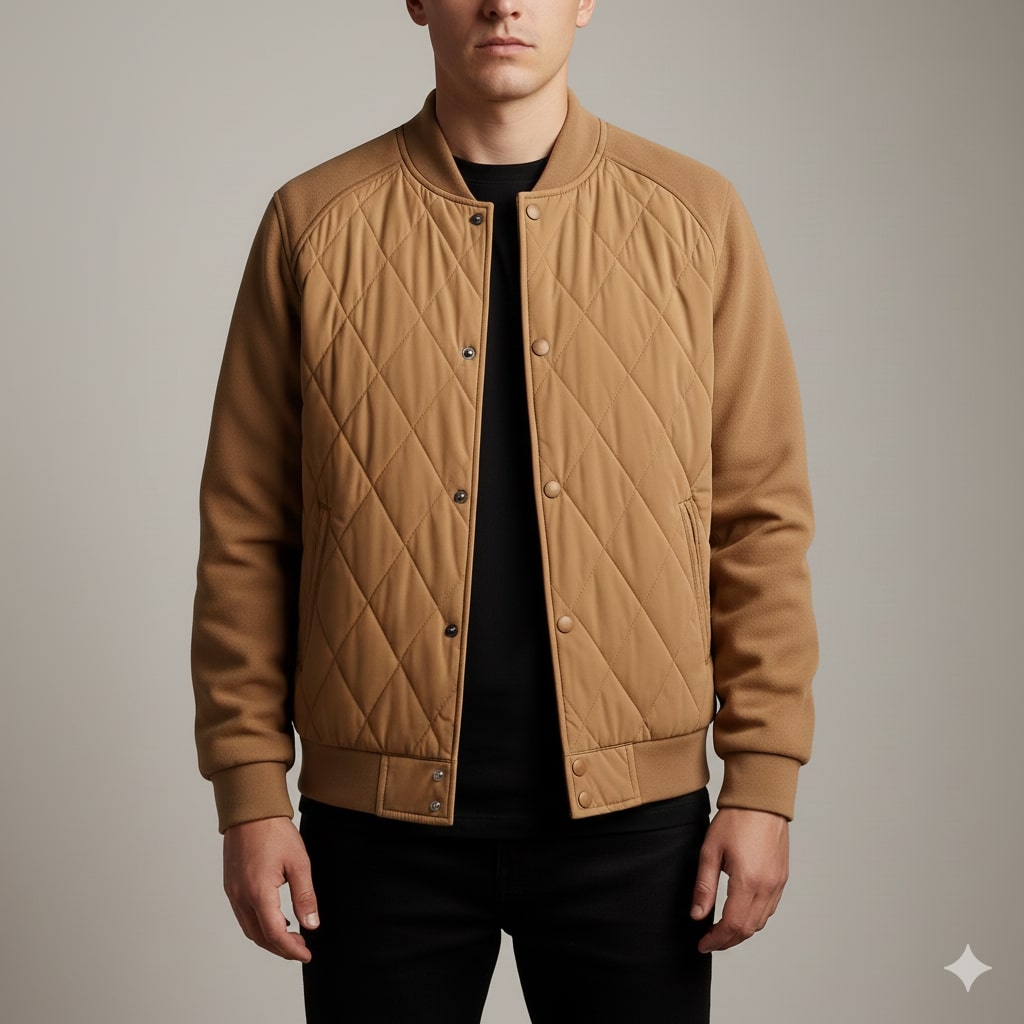 Harrison Men's Insulated Quilted Jacket – Diamond Stitch Cotton Snap Jacket