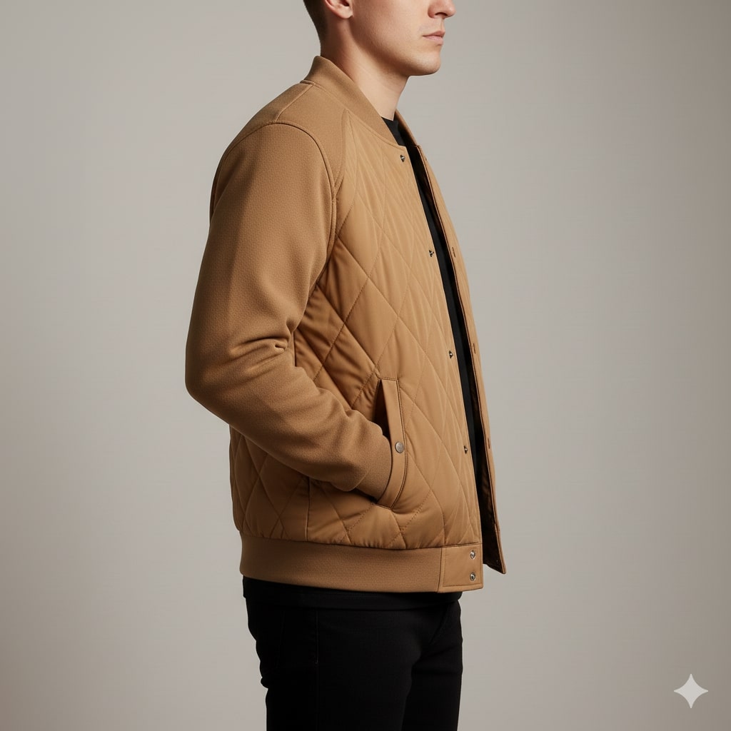 Harrison Men's Insulated Quilted Jacket – Diamond Stitch Cotton Snap Jacket
