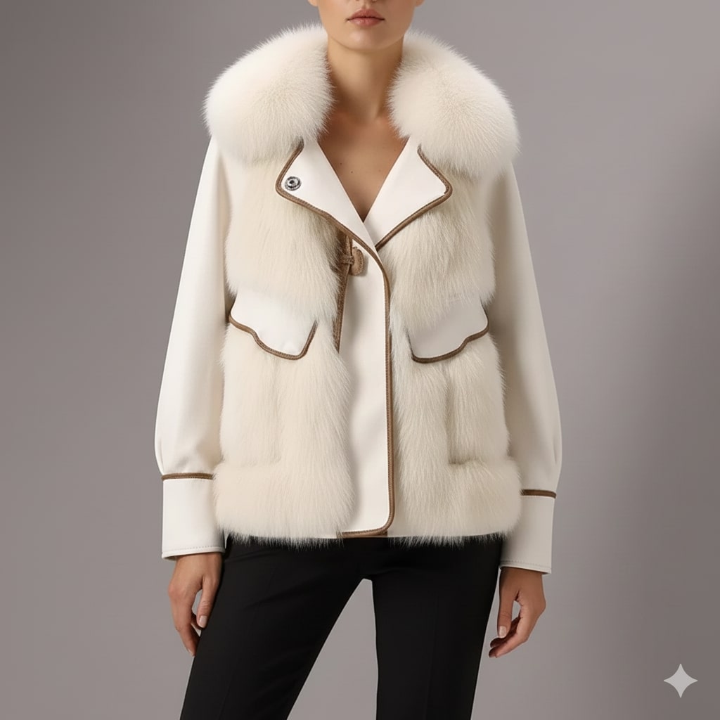 Almana Women's Luxurious Plush Fur Winter Coat with Toggle Closure