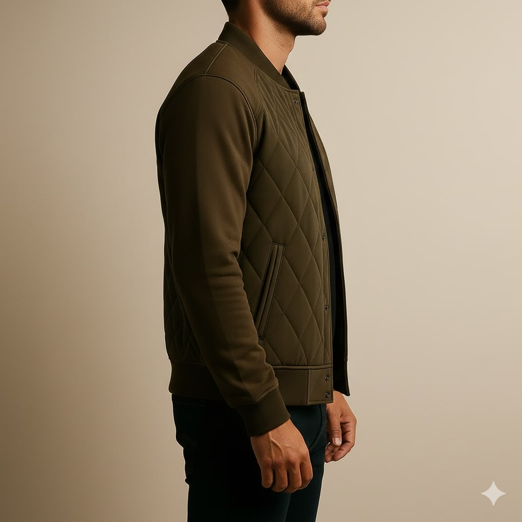 Harrison Men's Insulated Quilted Jacket – Diamond Stitch Cotton Snap Jacket