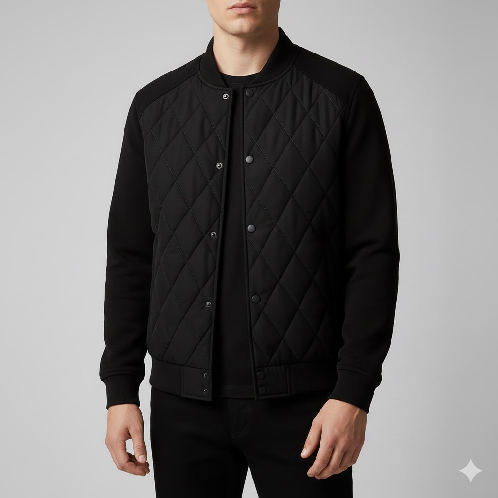 Harrison Men's Insulated Quilted Jacket – Diamond Stitch Cotton Snap Jacket