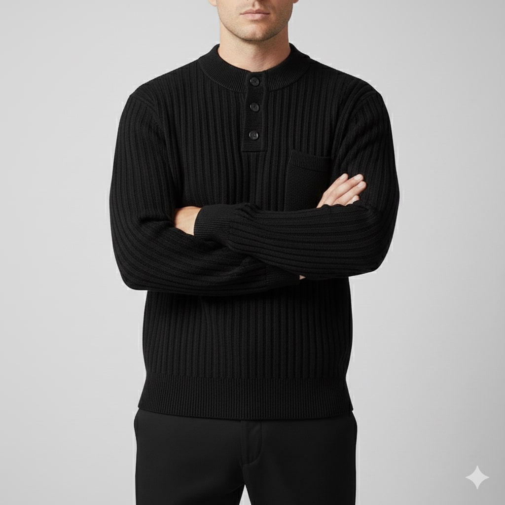 Darian Men's Winter Pullover Sweater – Cozy Thick Ribbed Knit Design