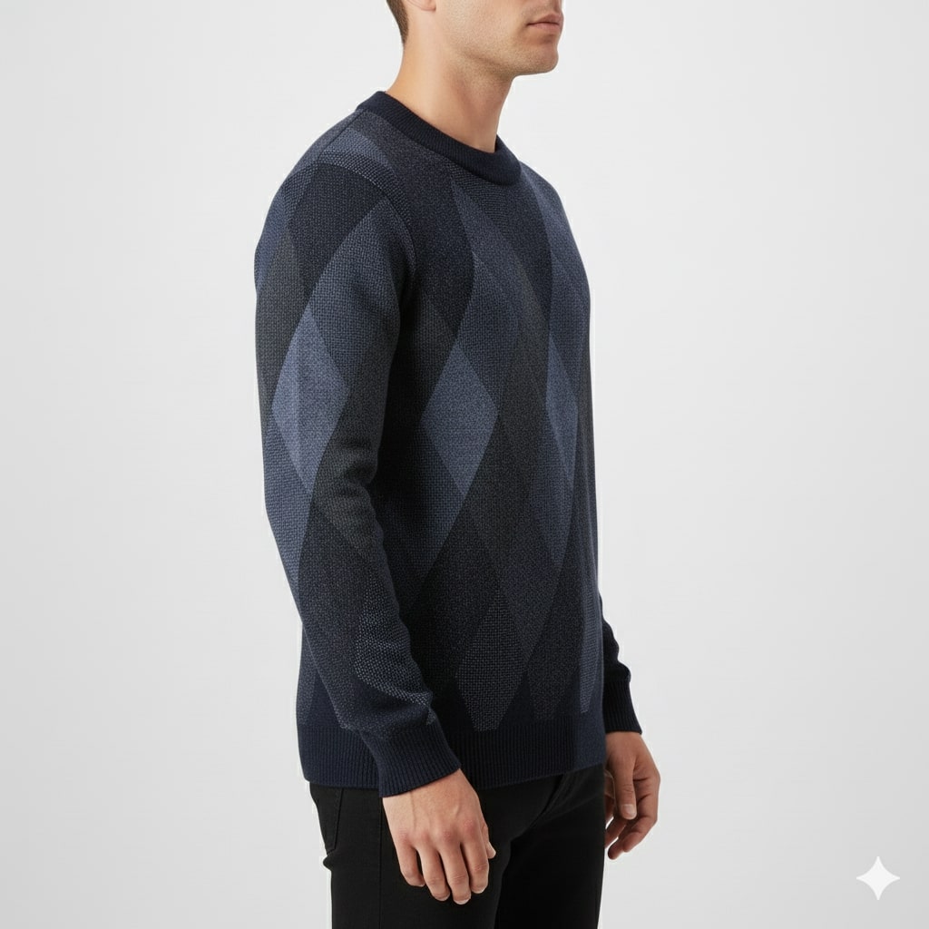 Esteban Men's Argyle Crewneck Pullover – Premium Wool-Blend Knit Sweater