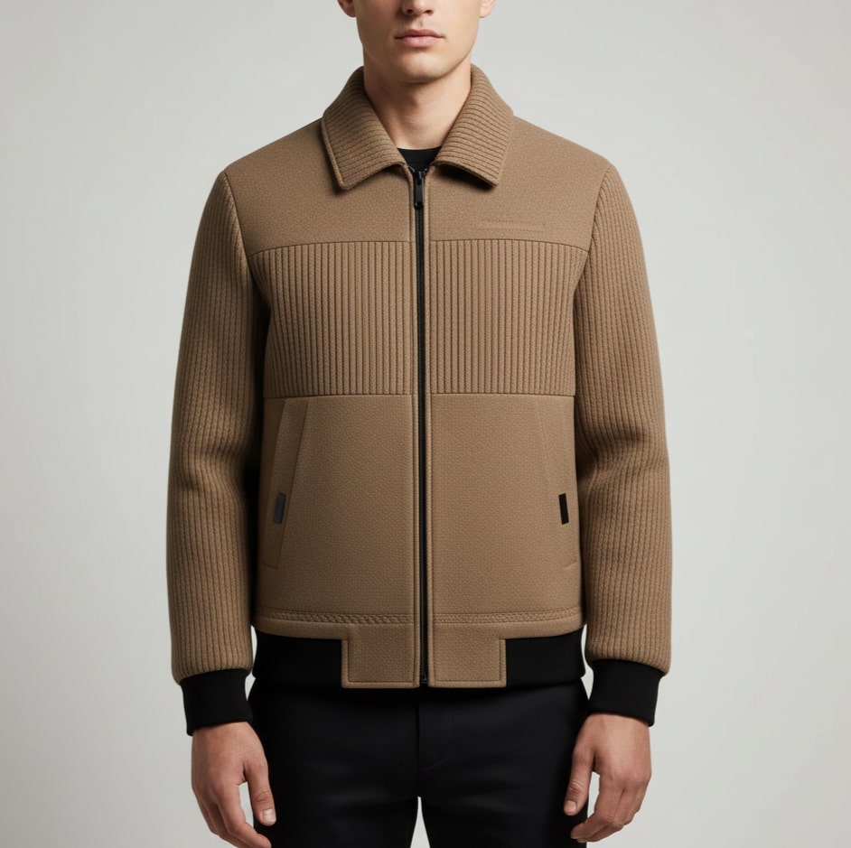 Domenico Men's Textured Weatherproof Fleece Jacket