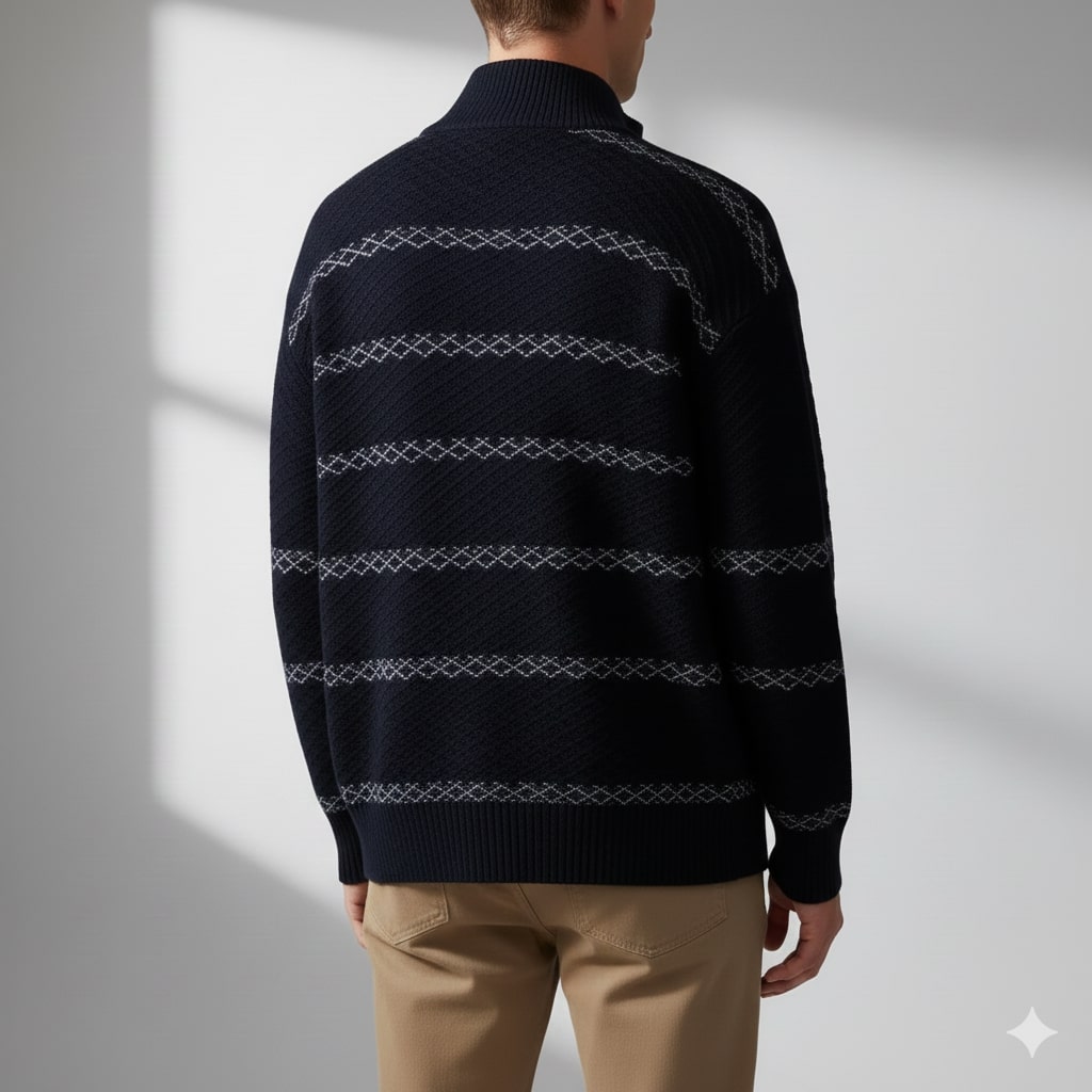 Craig Men's Textured Knit Zip-Up Cardigan with Stand Collar