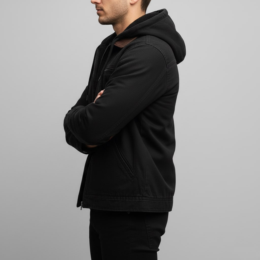 Beckham Men's Lightweight Windbreaker with Fleece-Lined Hood