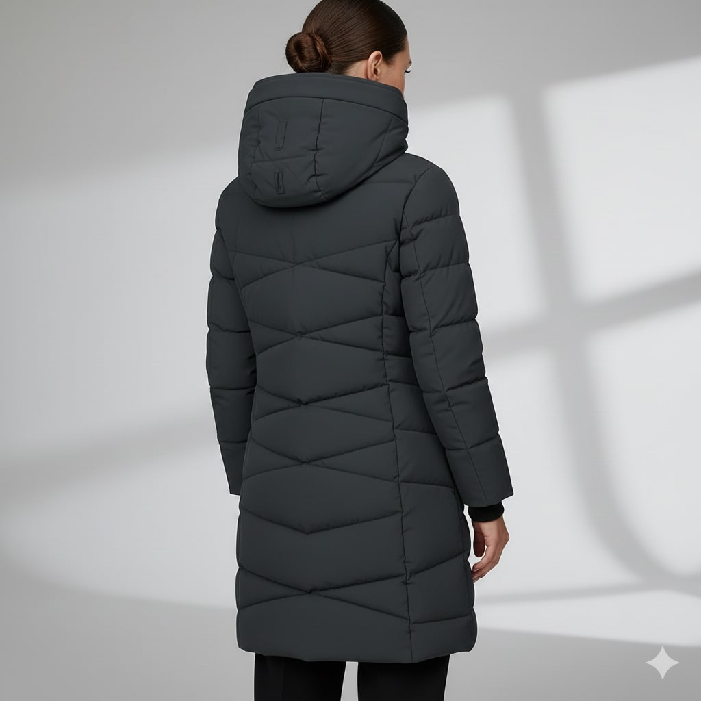 Elana Women's Full-Length Quilted Winter Coat with Hood & Plush Lining