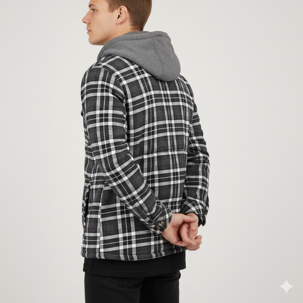 Dante Men's Sherpa-Lined Flannel Hoodie Jacket – Ideal for Winter Wear