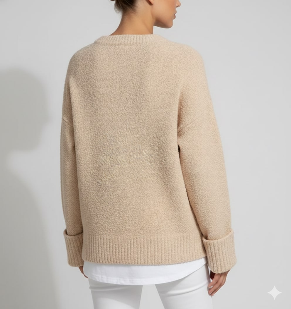 Edna Women's Relaxed-Fit Knit Pullover Sweater with Wide Ribbed Cuffs