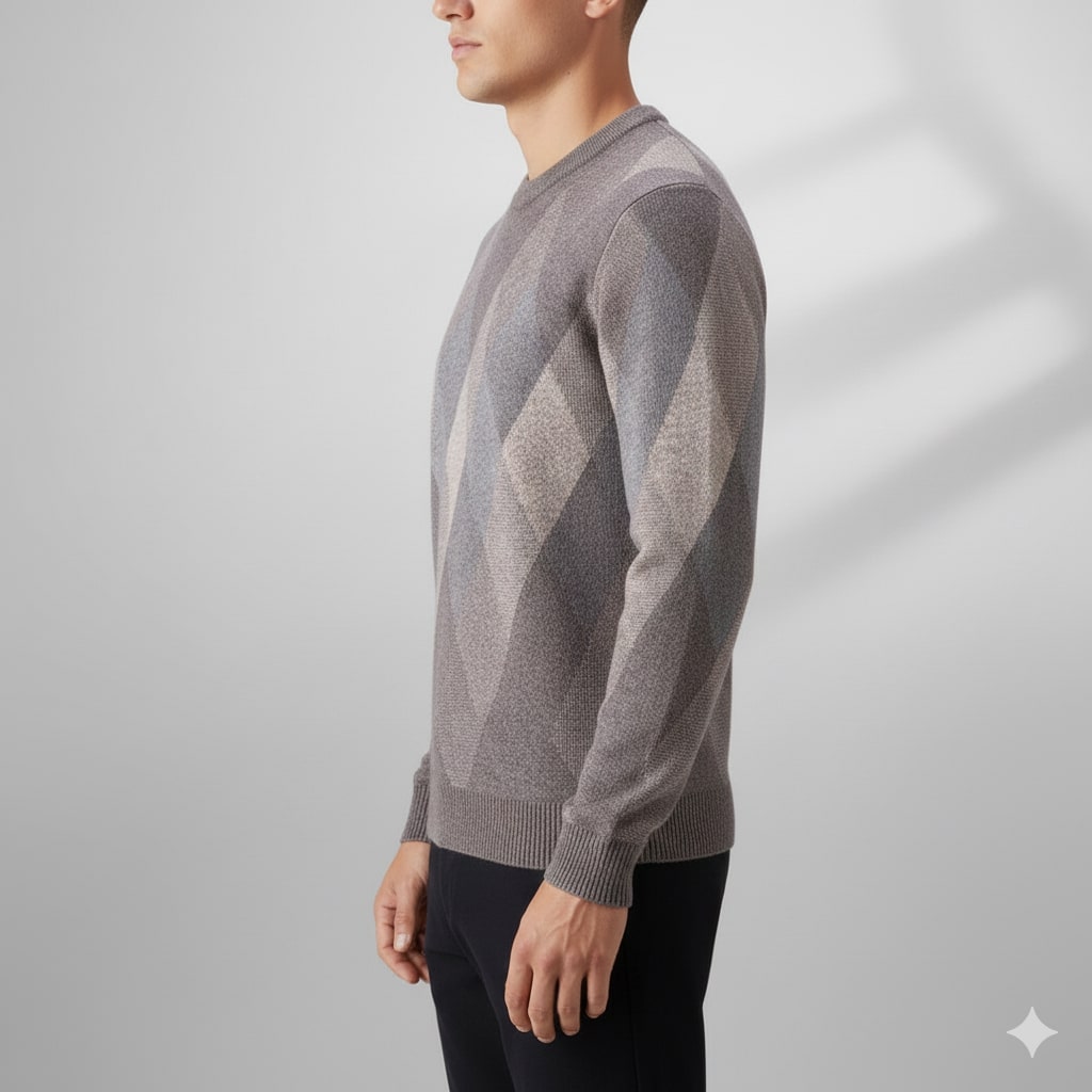 Esteban Men's Argyle Crewneck Pullover – Premium Wool-Blend Knit Sweater