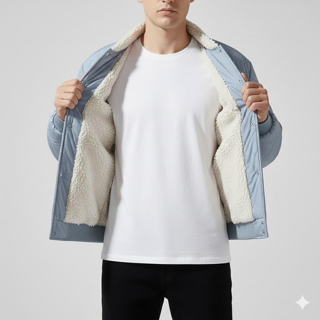 Fernan Men's Quilted Fleece-Lined Lightweight Bomber Jacket for Winter