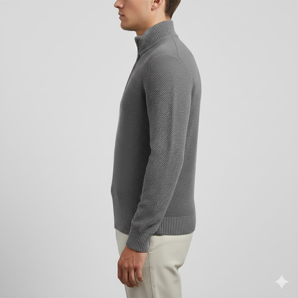 Ashton Men's Cotton Knit Quarter-Zip Pullover Sweater – Ideal for Layered Comfort
