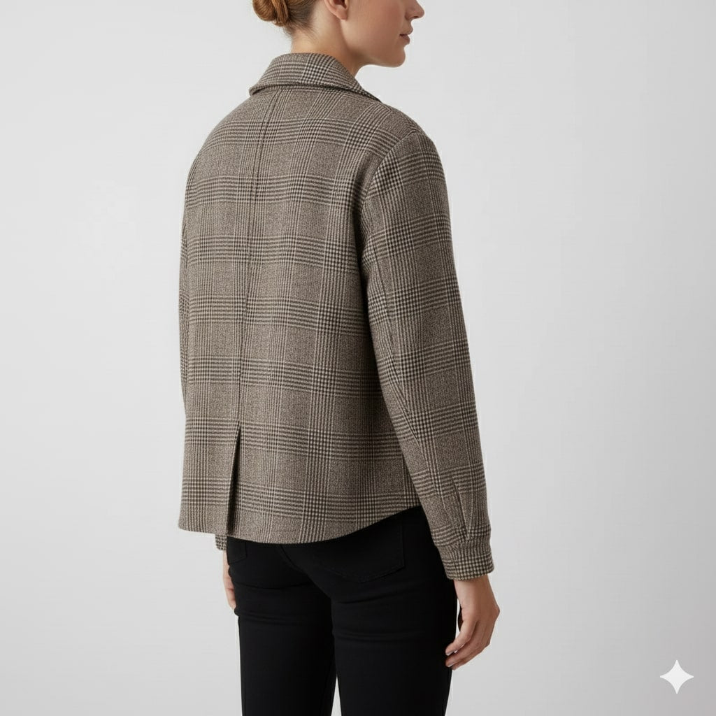 Heaven Women's Cropped Plaid Wool Jacket – Double-Sided Design