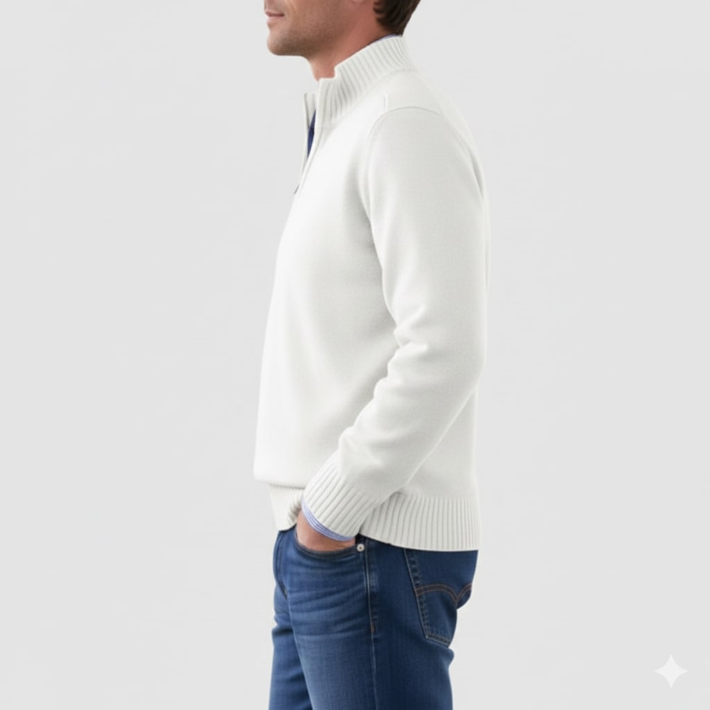 Callum Men's Soft Knit Half-Zip Pullover Sweater with Ribbed Accents & Tailored Fit