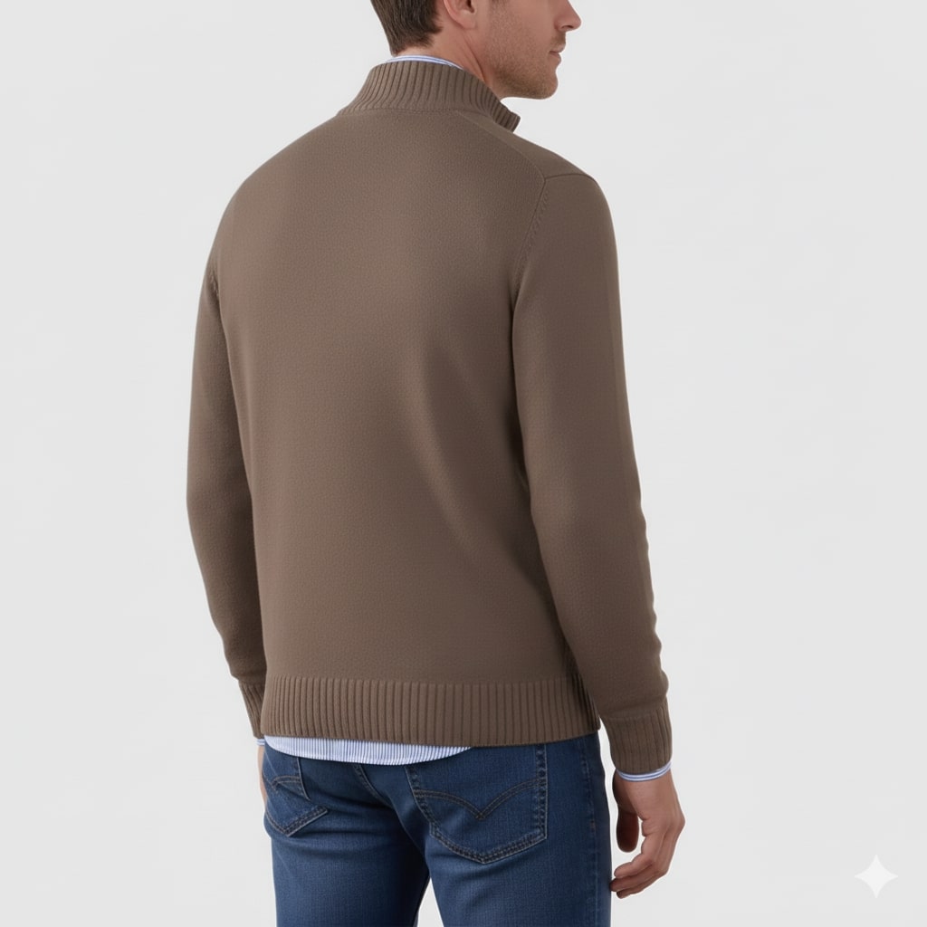 Callum Men's Soft Knit Half-Zip Pullover Sweater with Ribbed Accents & Tailored Fit
