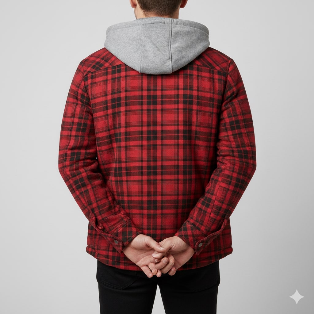 Dante Men's Sherpa-Lined Flannel Hoodie Jacket – Ideal for Winter Wear