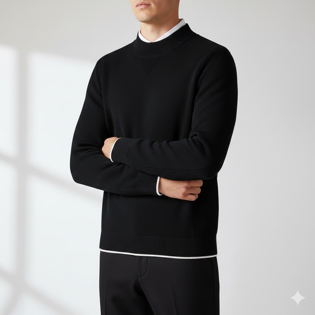 Adrian Men's Ribbed Crewneck Knit Pullover Sweater