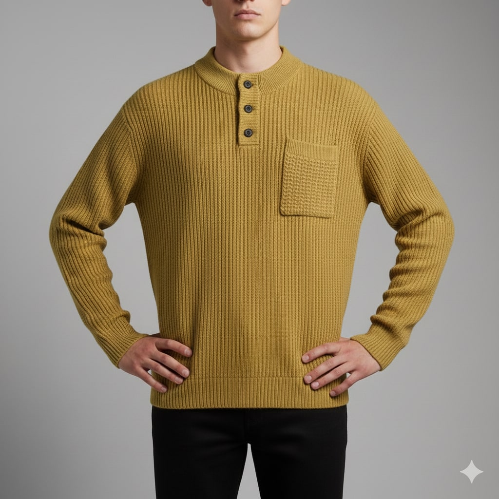 Darian Men's Winter Pullover Sweater – Cozy Thick Ribbed Knit Design