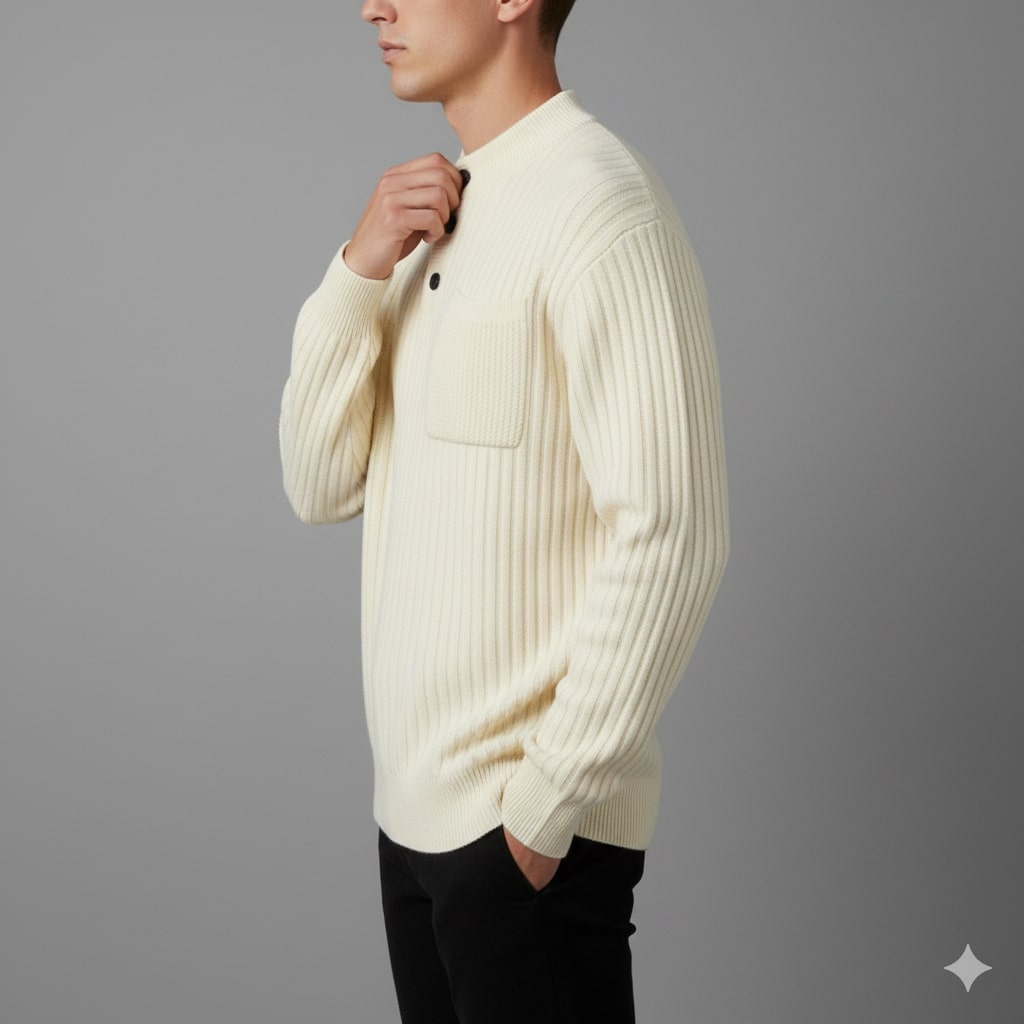 Darian Men's Winter Pullover Sweater – Cozy Thick Ribbed Knit Design