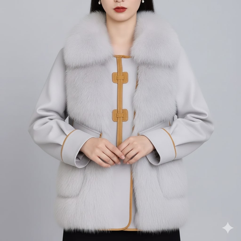 Almana Women's Luxurious Plush Fur Winter Coat with Toggle Closure
