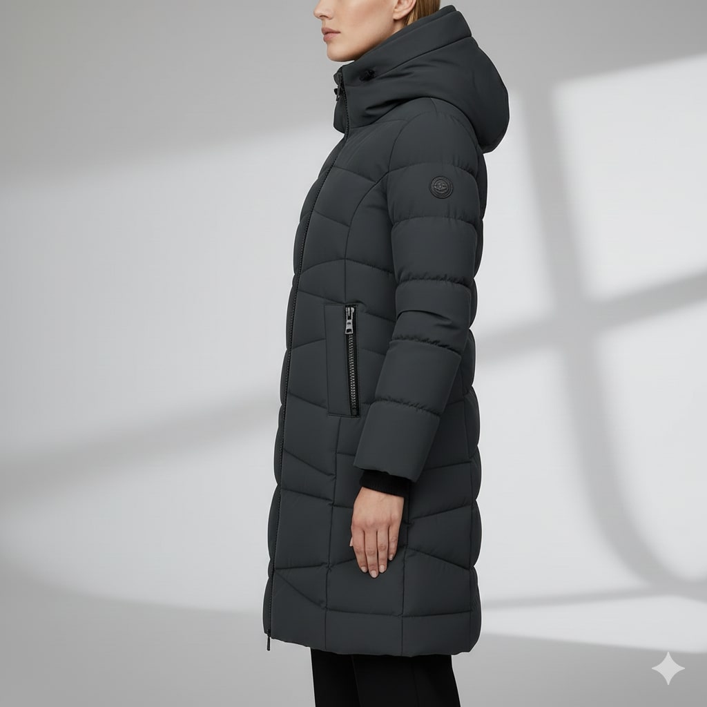 Elana Women's Full-Length Quilted Winter Coat with Hood & Plush Lining