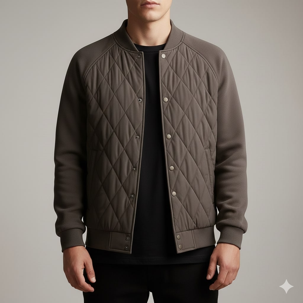 Harrison Men's Insulated Quilted Jacket – Diamond Stitch Cotton Snap Jacket