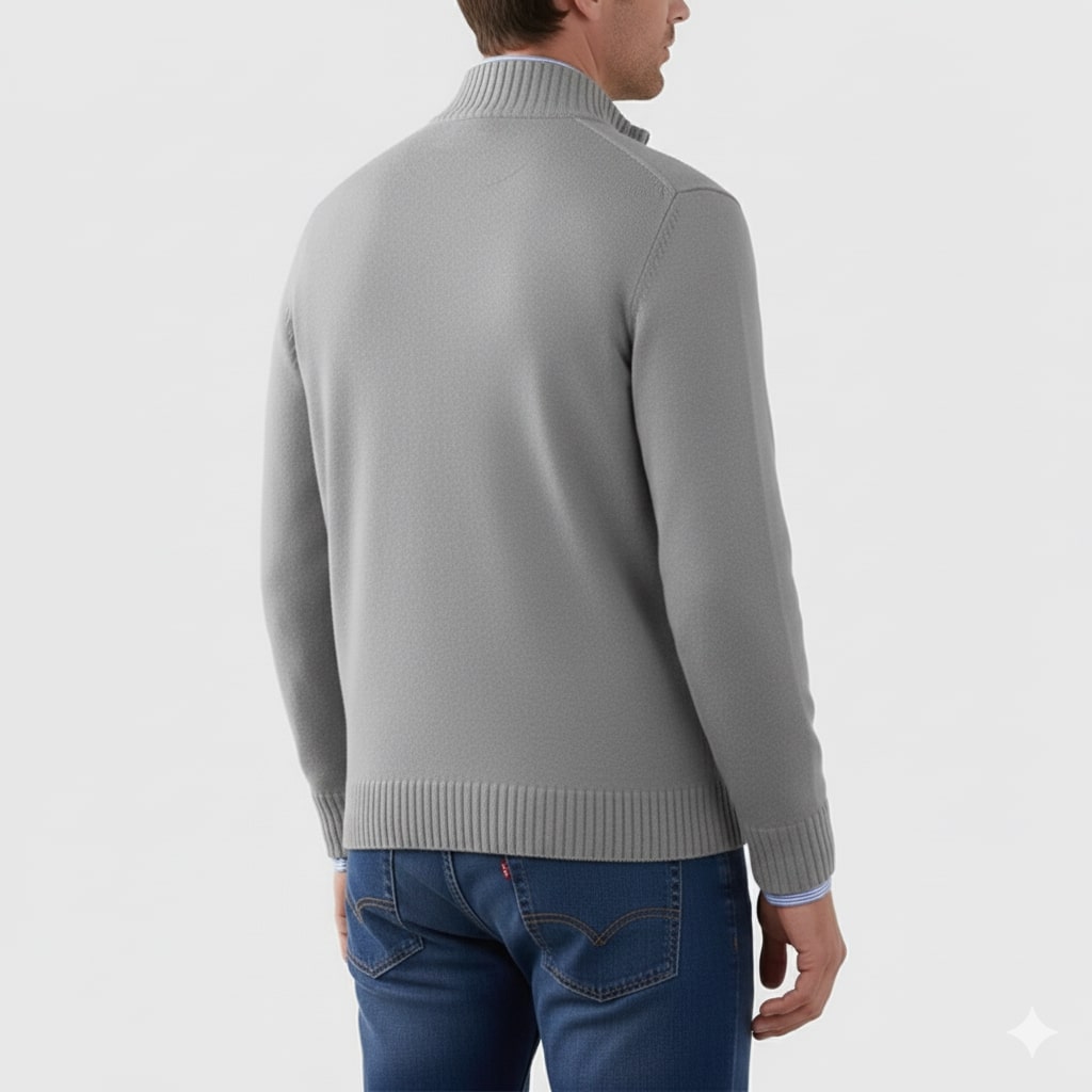 Callum Men's Soft Knit Half-Zip Pullover Sweater with Ribbed Accents & Tailored Fit