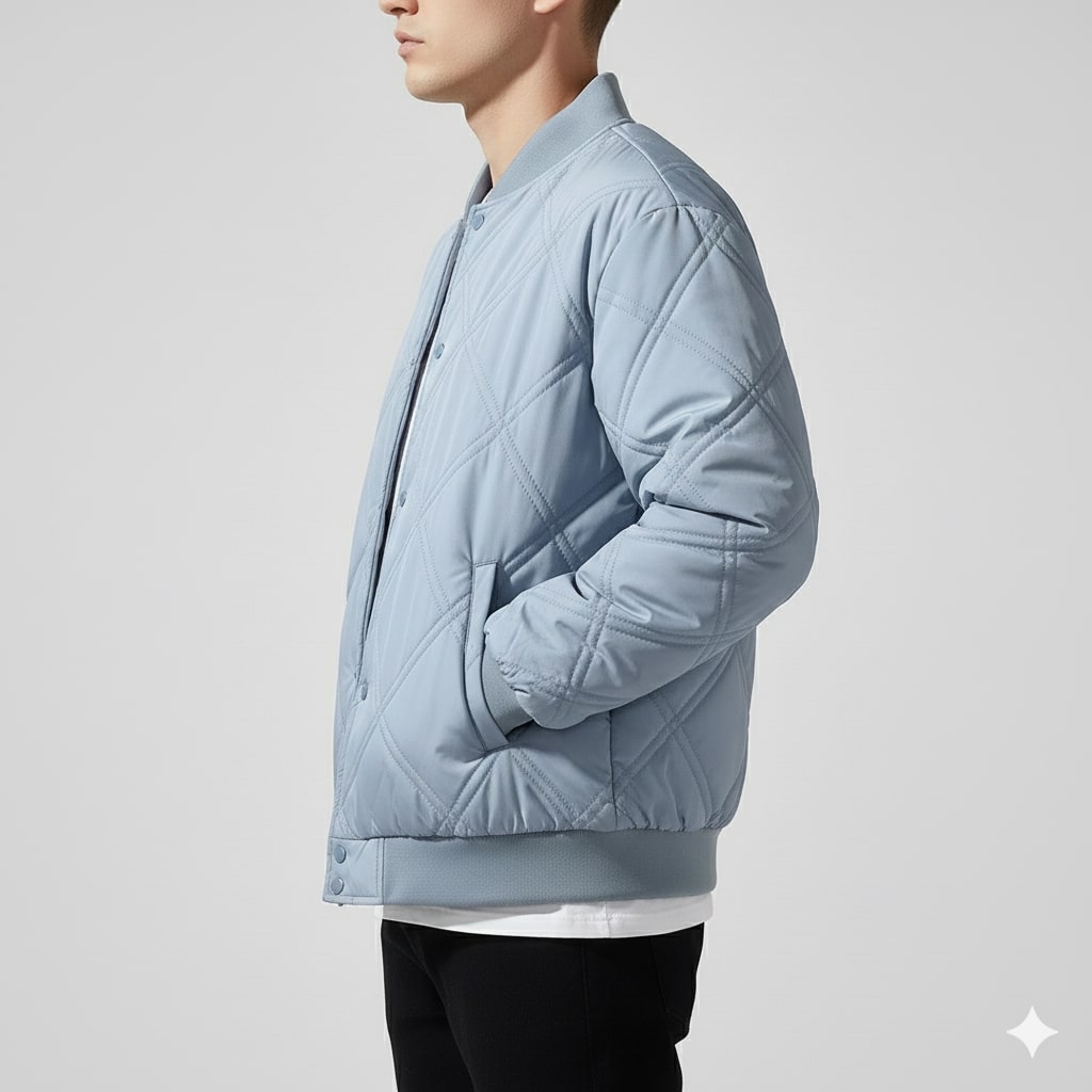 Fernan Men's Quilted Fleece-Lined Lightweight Bomber Jacket for Winter