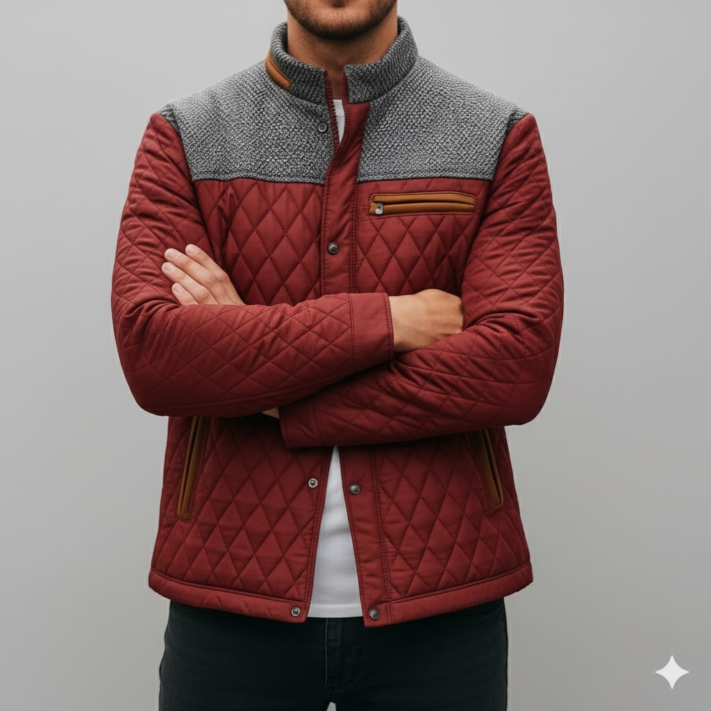 Adriano Men's Lightweight Quilted Puffer Zip-Up Jacket