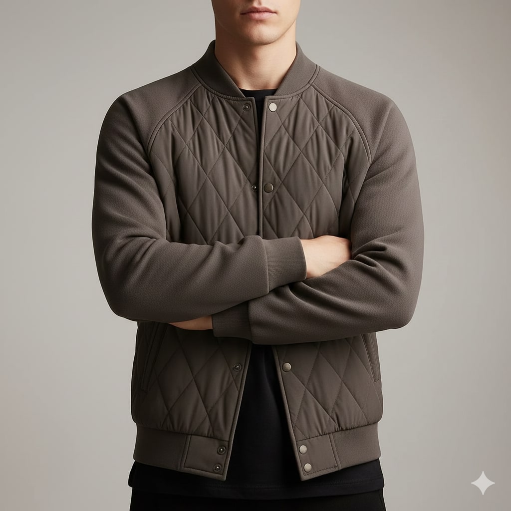 Harrison Men's Insulated Quilted Jacket – Diamond Stitch Cotton Snap Jacket