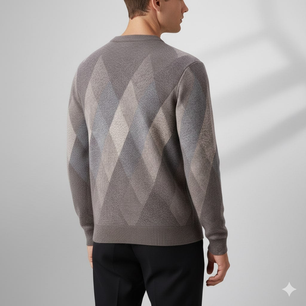 Esteban Men's Argyle Crewneck Pullover – Premium Wool-Blend Knit Sweater