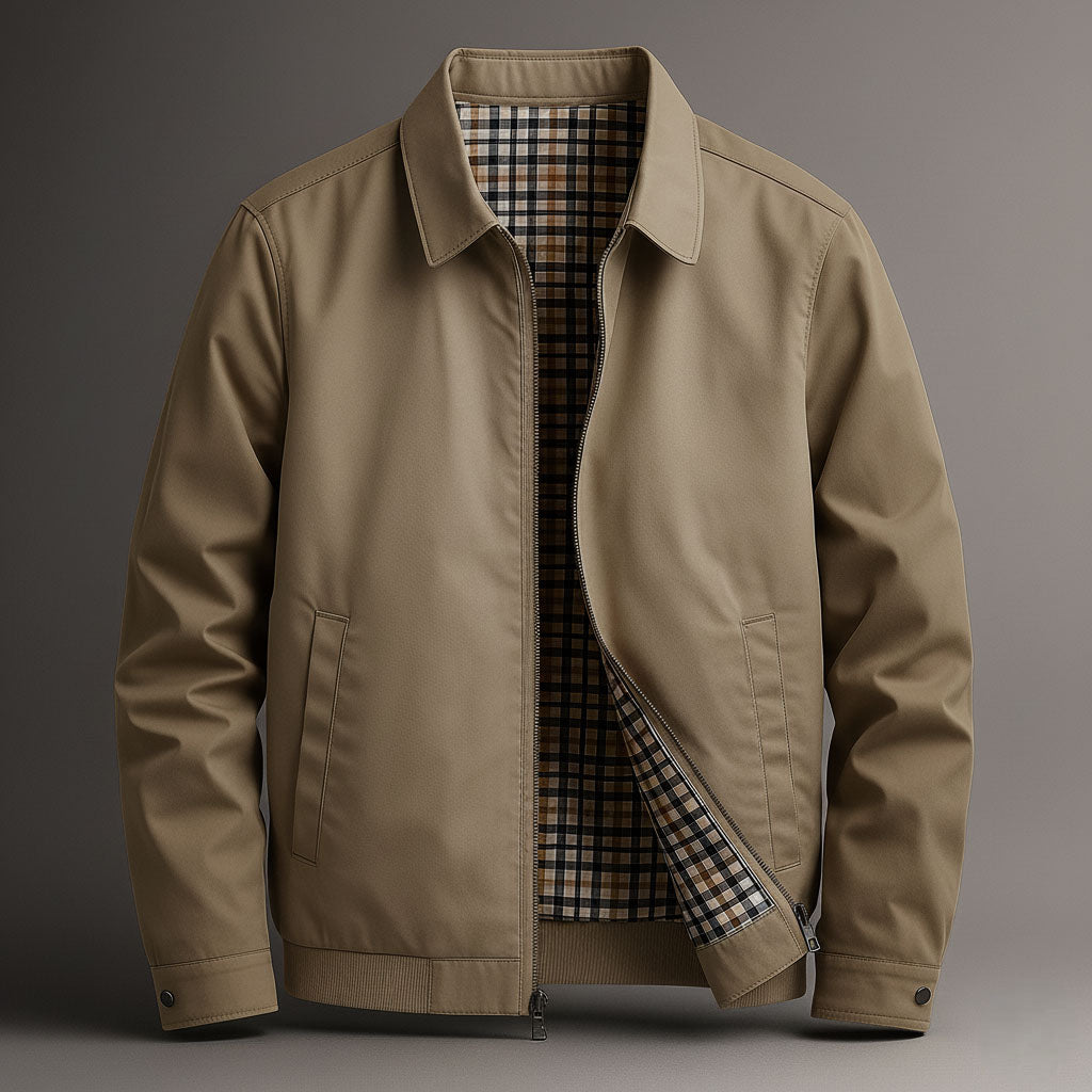 Clarence Men's Cotton Jacket – Tailored Outerwear with Plaid Lining