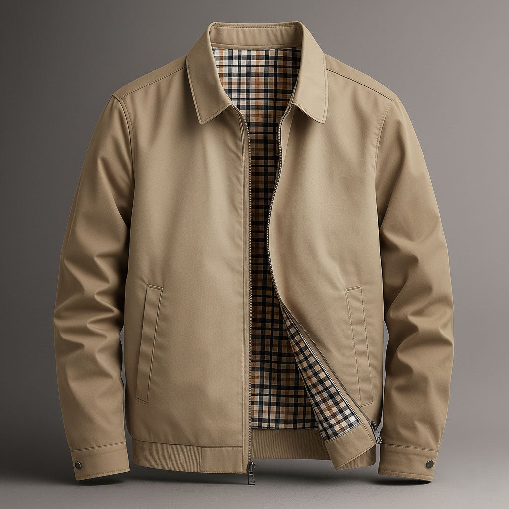 Clarence Men's Cotton Jacket – Tailored Outerwear with Plaid Lining