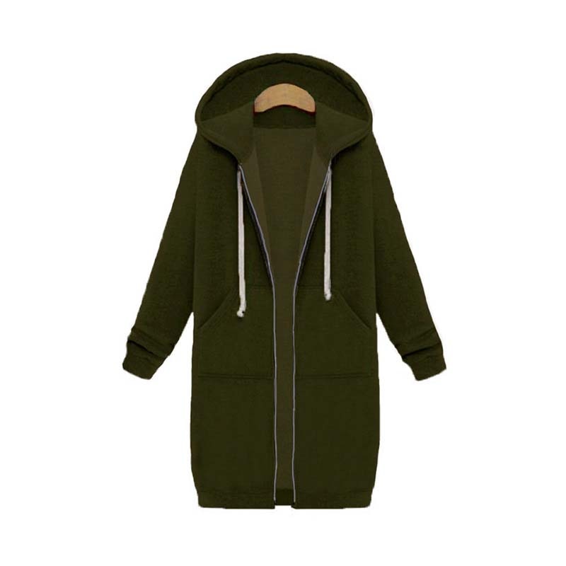 Edyth Women's Extended Length Zip Hoodie – Relaxed Fit with Pockets