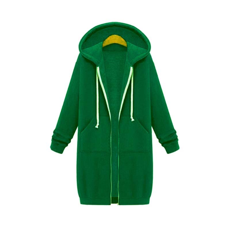 Edyth Women's Extended Length Zip Hoodie – Relaxed Fit with Pockets