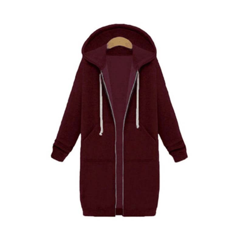 Edyth Women's Extended Length Zip Hoodie – Relaxed Fit with Pockets