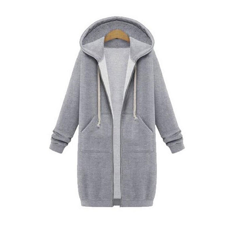 Edyth Women's Extended Length Zip Hoodie – Relaxed Fit with Pockets
