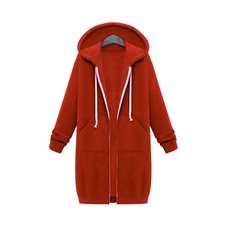 Edyth Women's Extended Length Zip Hoodie – Relaxed Fit with Pockets