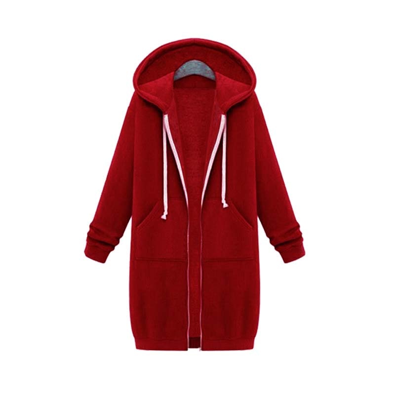 Edyth Women's Extended Length Zip Hoodie – Relaxed Fit with Pockets