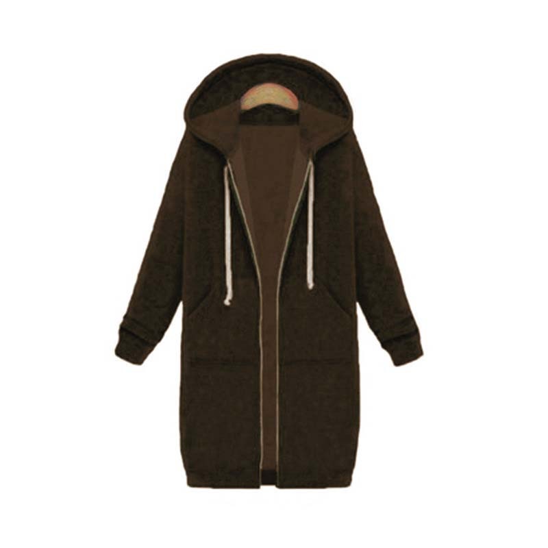 Edyth Women's Extended Length Zip Hoodie – Relaxed Fit with Pockets