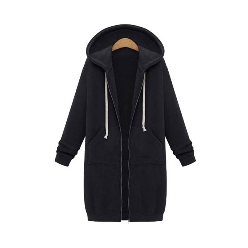 Edyth Women's Extended Length Zip Hoodie – Relaxed Fit with Pockets